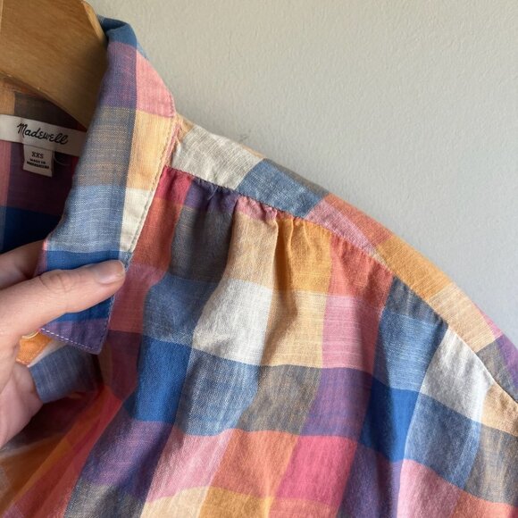 LAST CHANCE Madewell Hilltop Shirt in Rainbow Check Size XXS - Picture 7 of 9